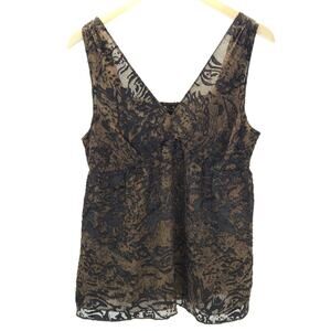 The Limited Babydoll Top Cami M Brown Burnout Velvet Fairy Whimsigoth Grunge Y2K